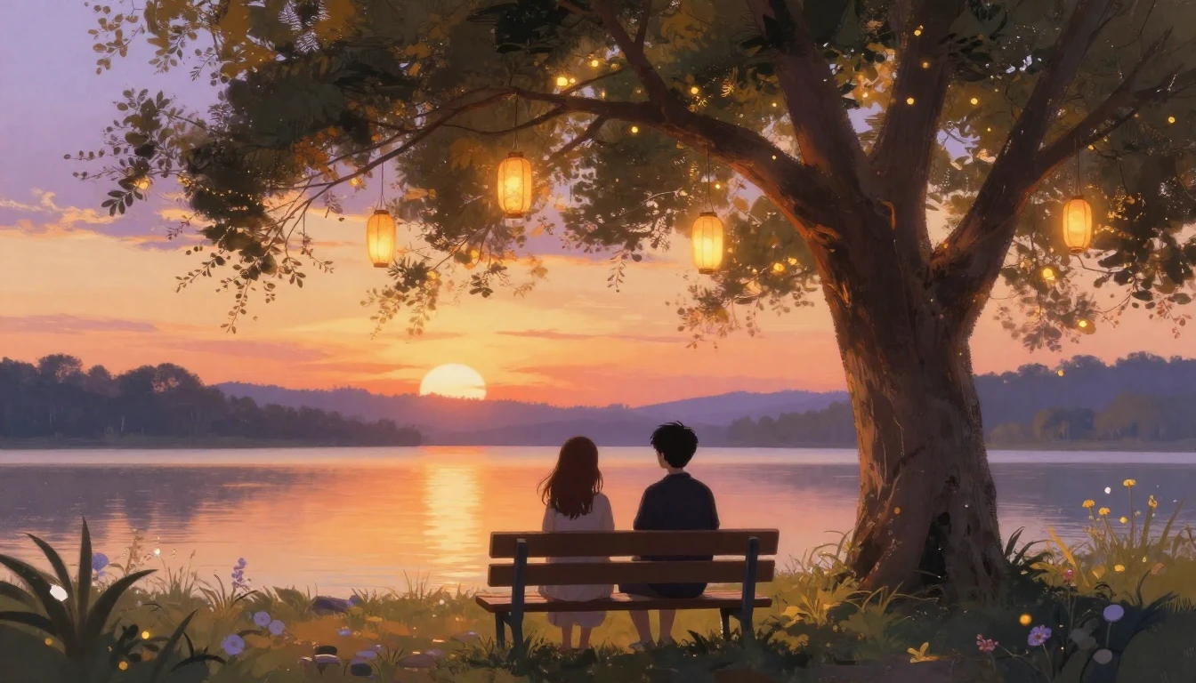 A heartwarming scene of two friends' silhouettes sitting on ...