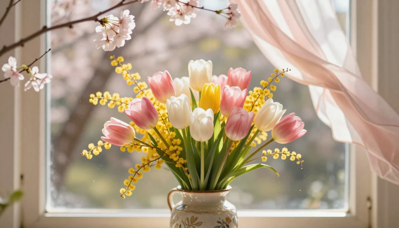 A breathtaking spring scenery celebrating femininity and nat...