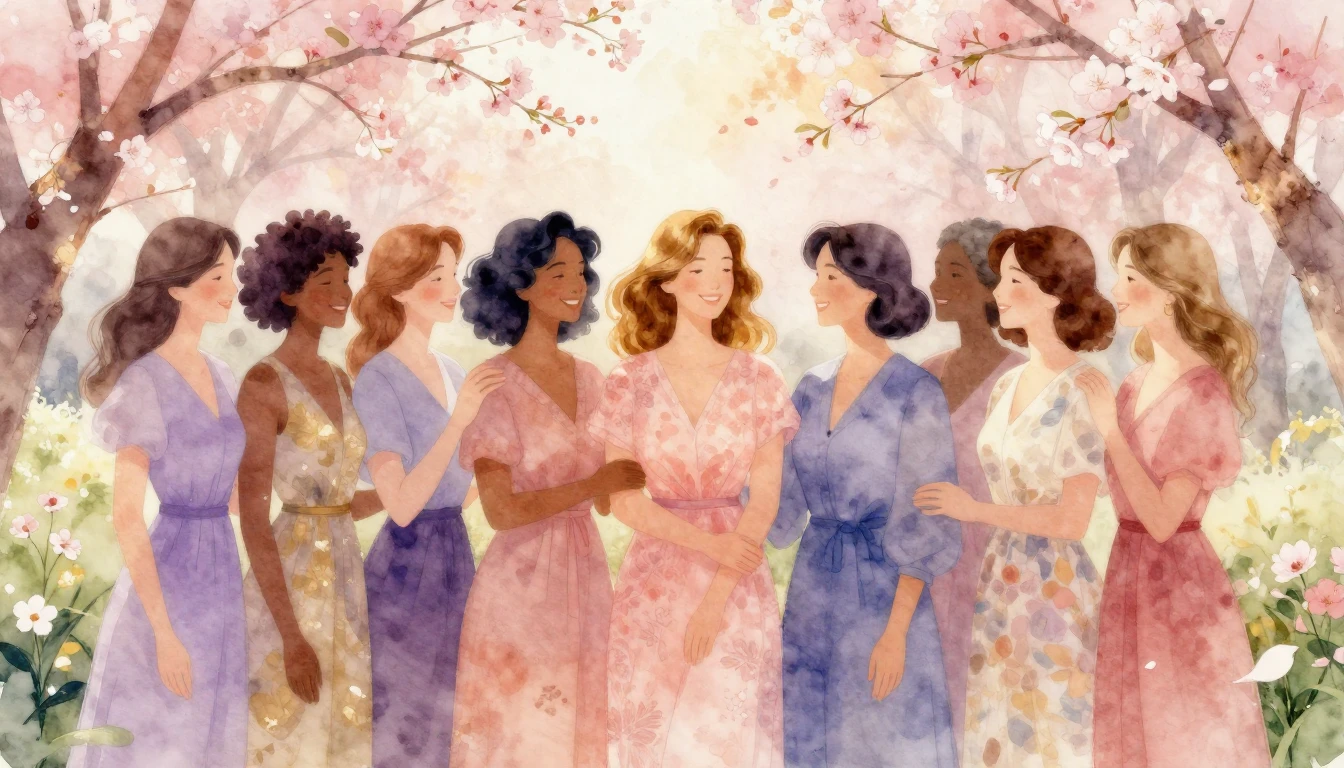 A beautiful and empowering watercolor painting of a diverse ...