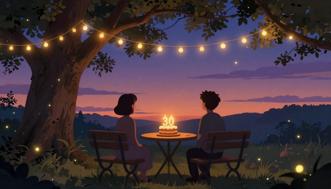 A warm and nostalgic illustration depicting a celebration of...