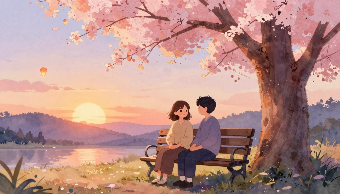 A heartwarming watercolor illustration depicting two close f...