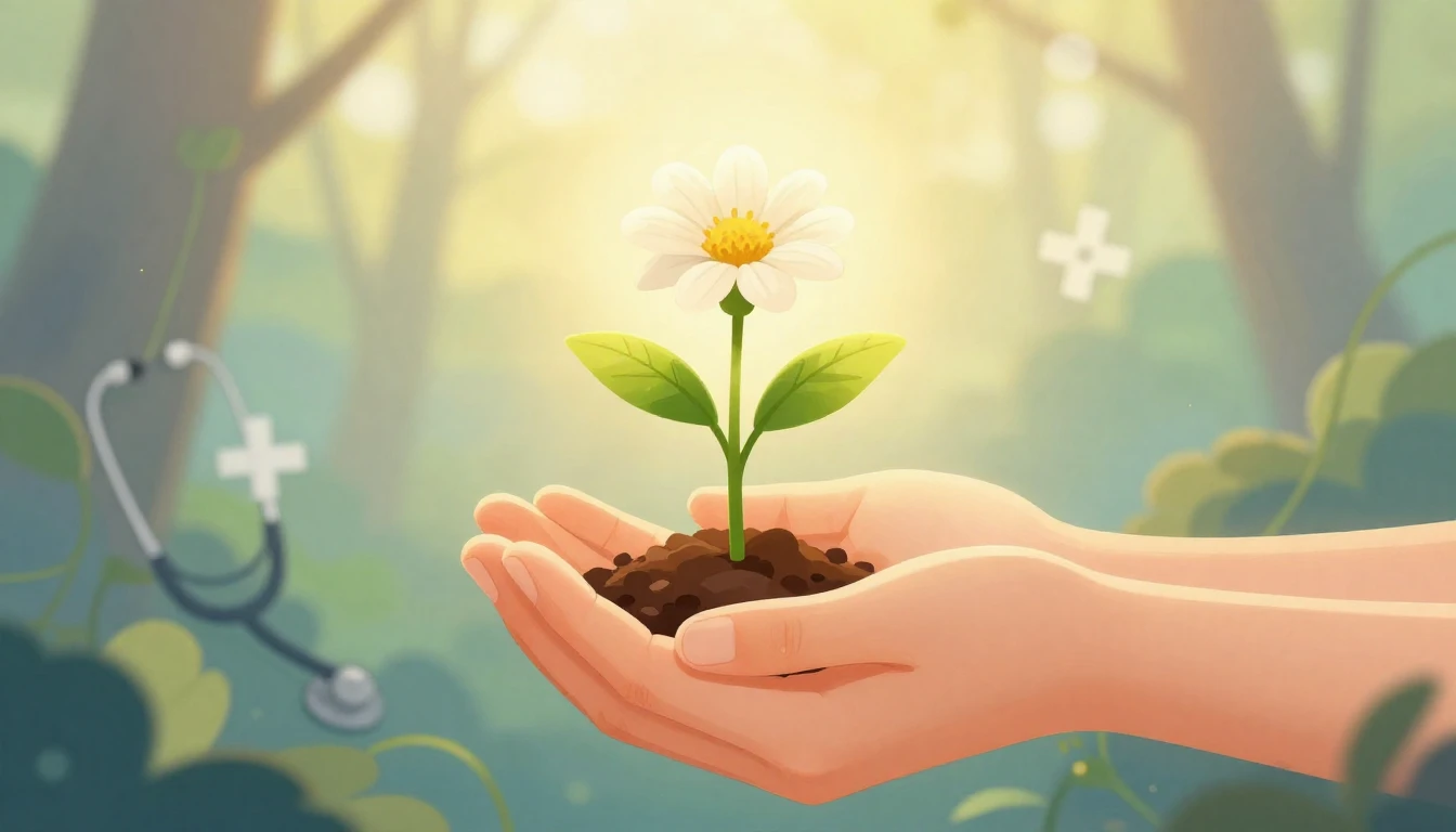 A warm and symbolic illustration representing healing and ho...