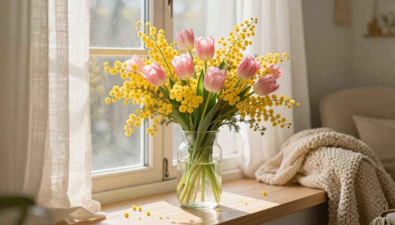 A heartwarming and delicate spring scene featuring a lush, v...