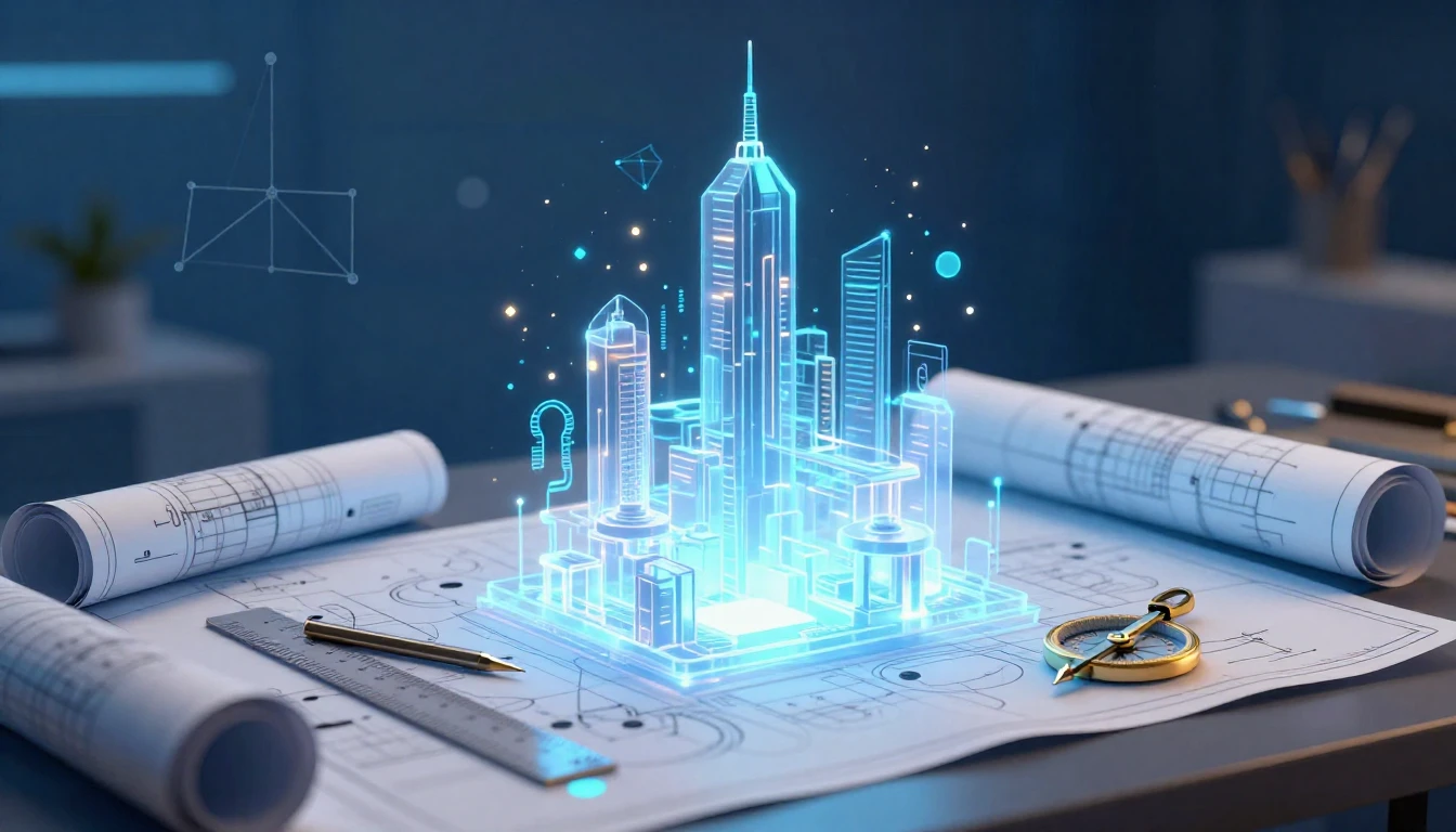 A conceptual digital art illustration representing engineeri...