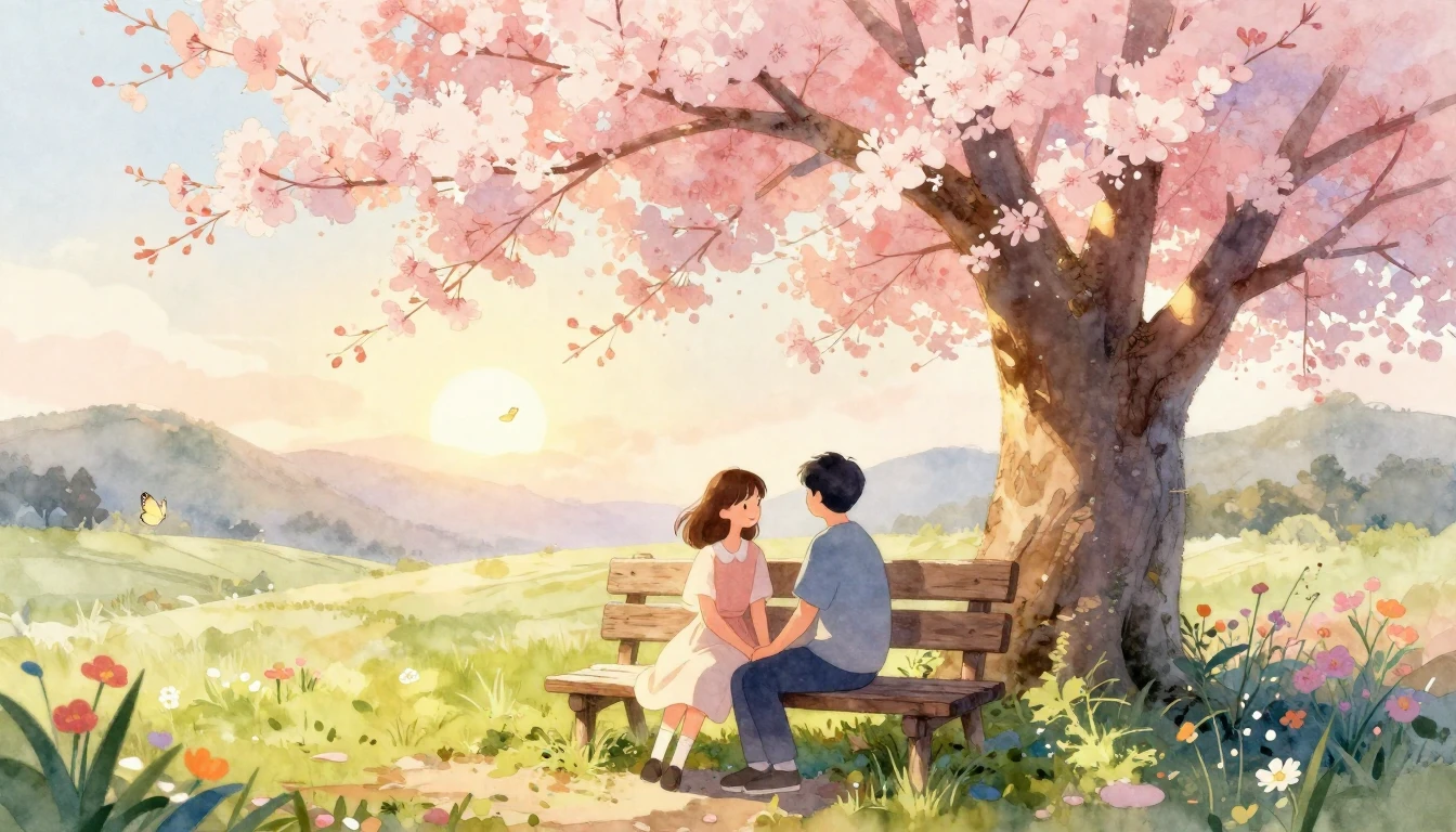 A heartwarming watercolor illustration of two close friends ...