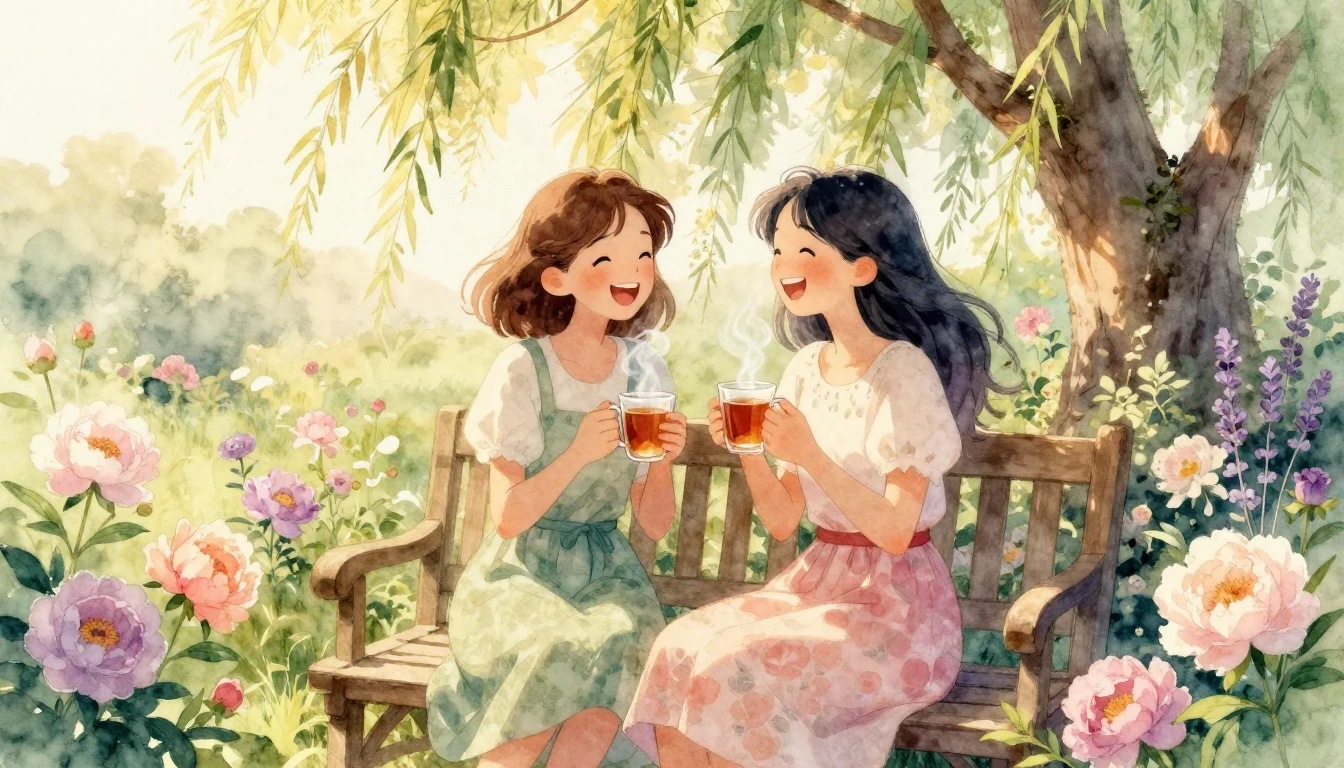 A heartwarming illustration of two best friends sitting clos...