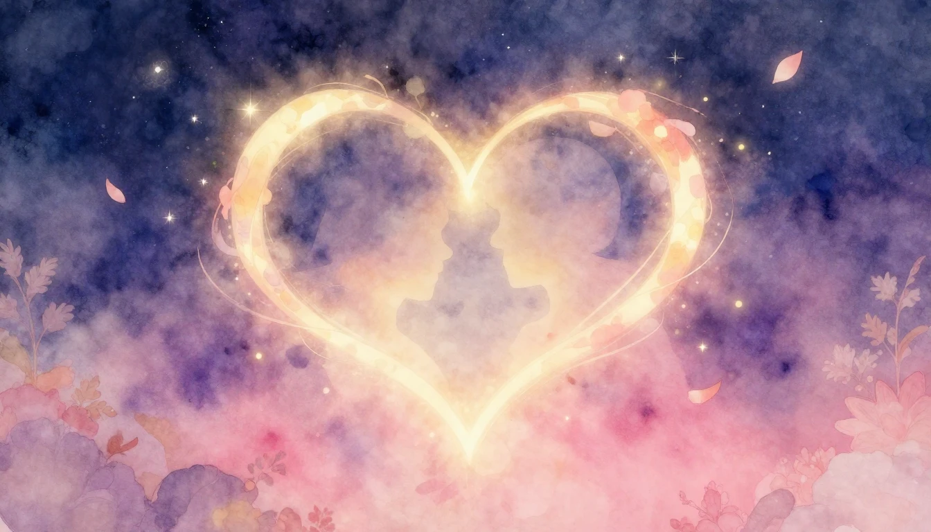 A soft and romantic watercolor composition representing eter...