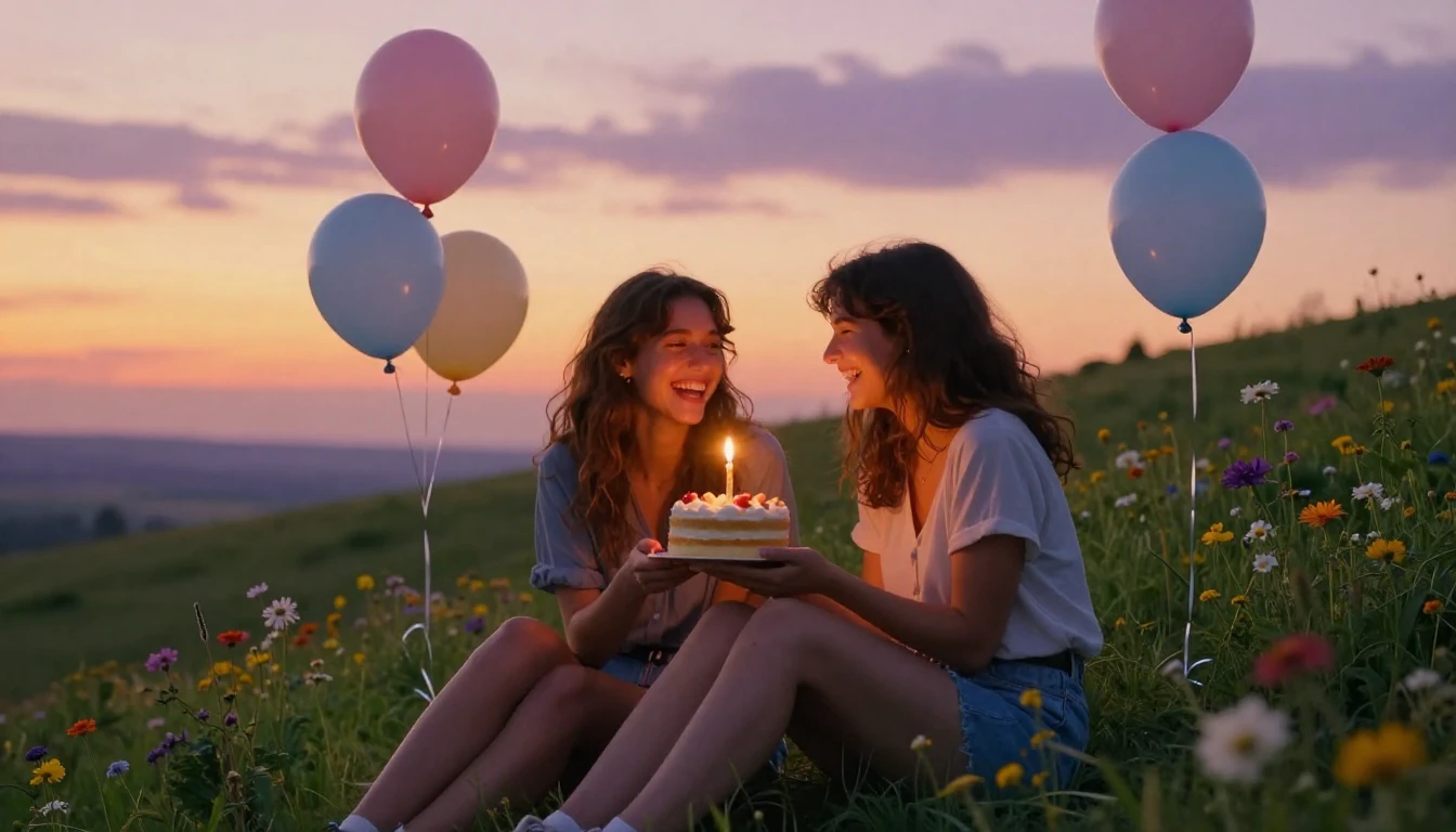 A heartwarming and cozy scene of two best friends sitting to...