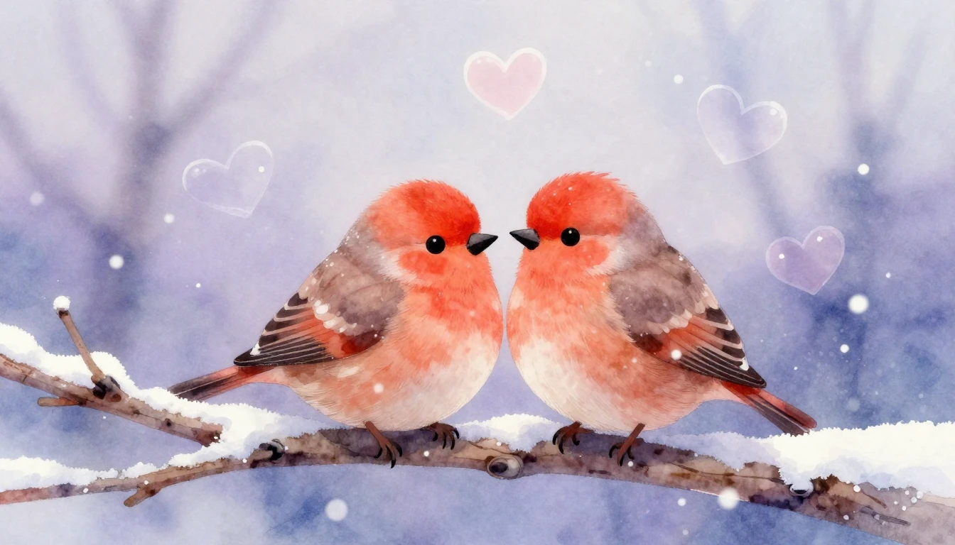 A romantic and cozy scene created in soft watercolor strokes...