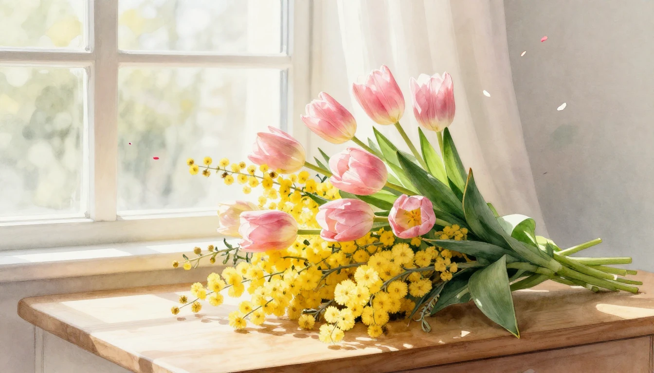 A soft and elegant watercolor composition symbolizing Intern...