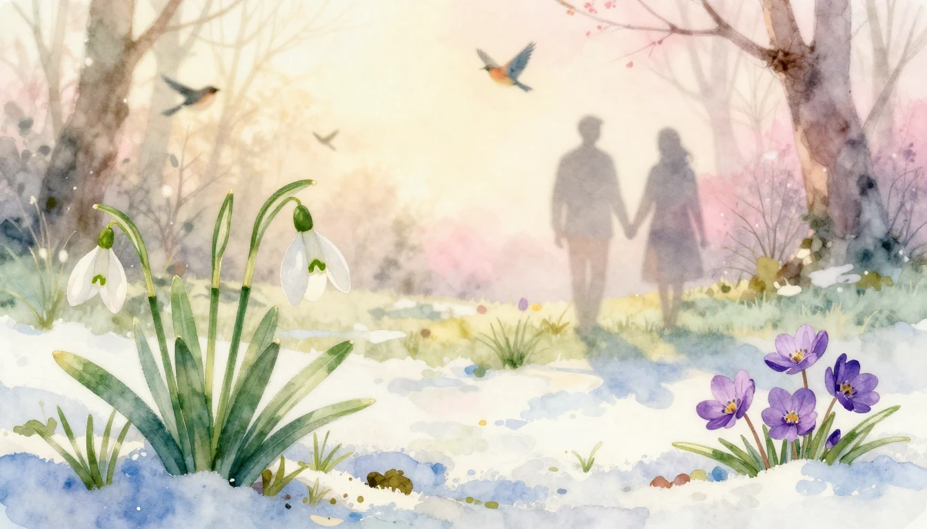 A soft and romantic watercolor illustration capturing the es...