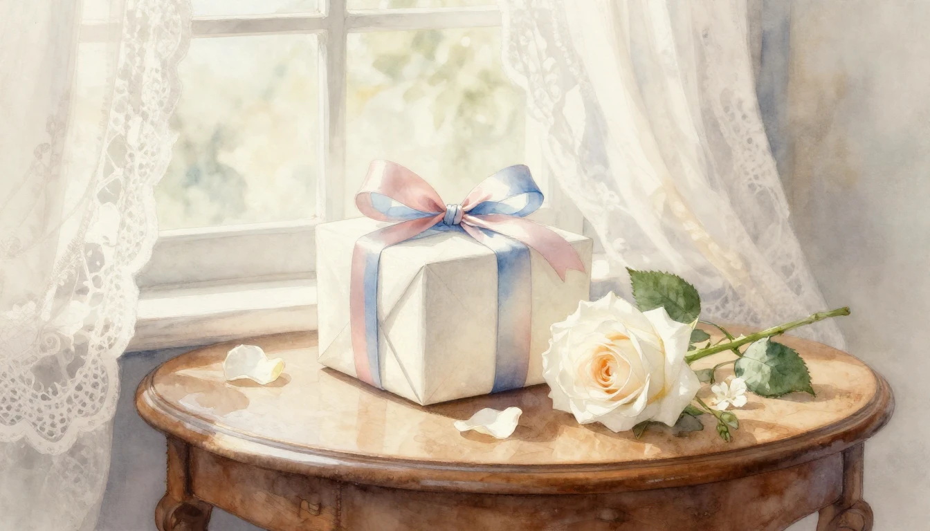 A soft and ethereal watercolor painting depicting a romantic...