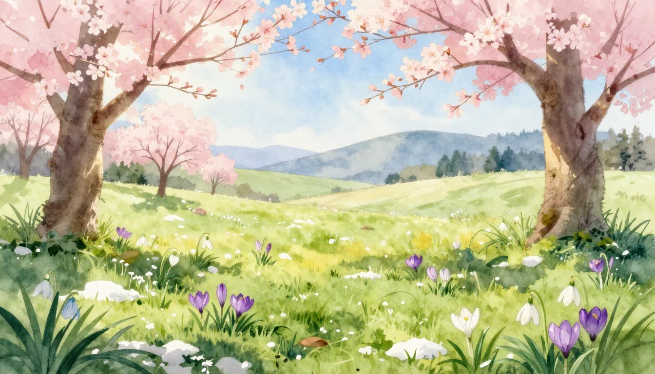 A soft and dreamy watercolor painting depicting the arrival ...