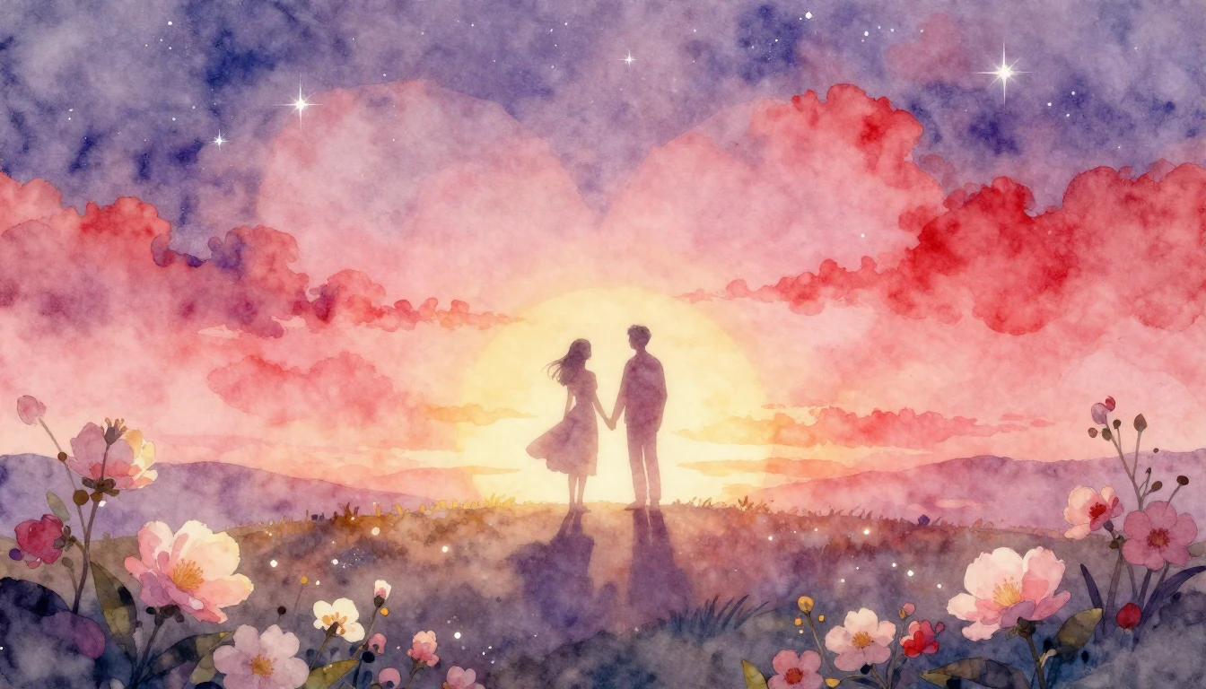 A dreamy and ethereal watercolor painting representing etern...