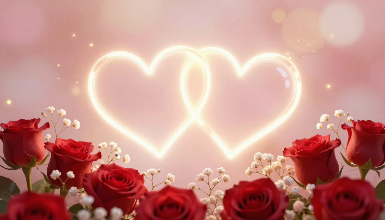 A soft and dreamy artistic composition depicting two glowing...