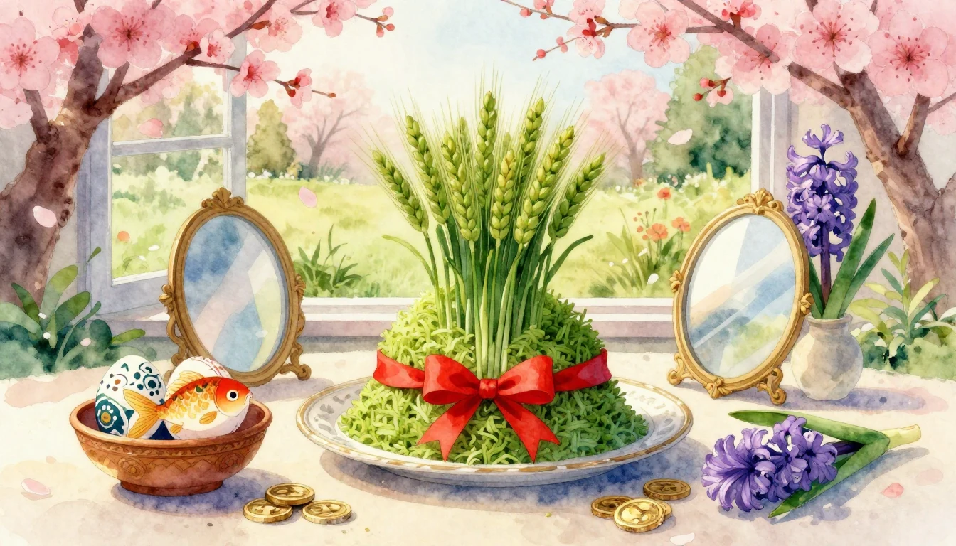 A beautiful, soft watercolor illustration of a traditional P...