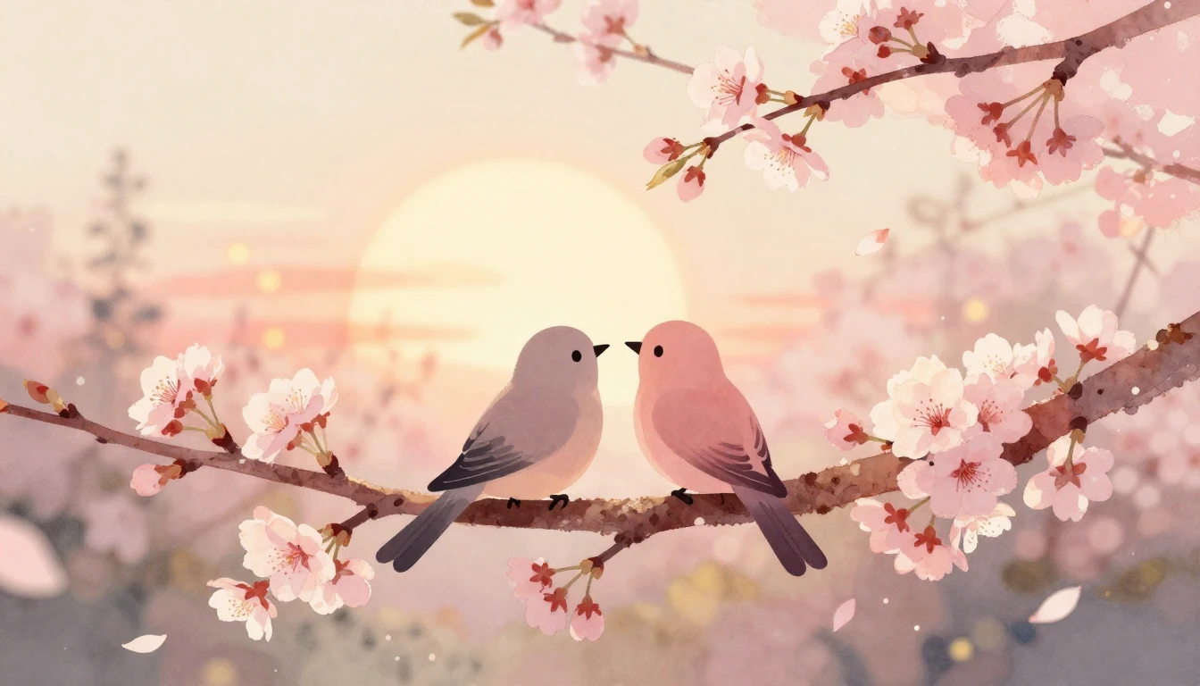 A romantic and whimsical watercolor scene featuring two styl...