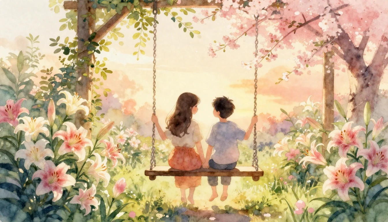 A heartwarming and ethereal scene in a soft watercolor style...