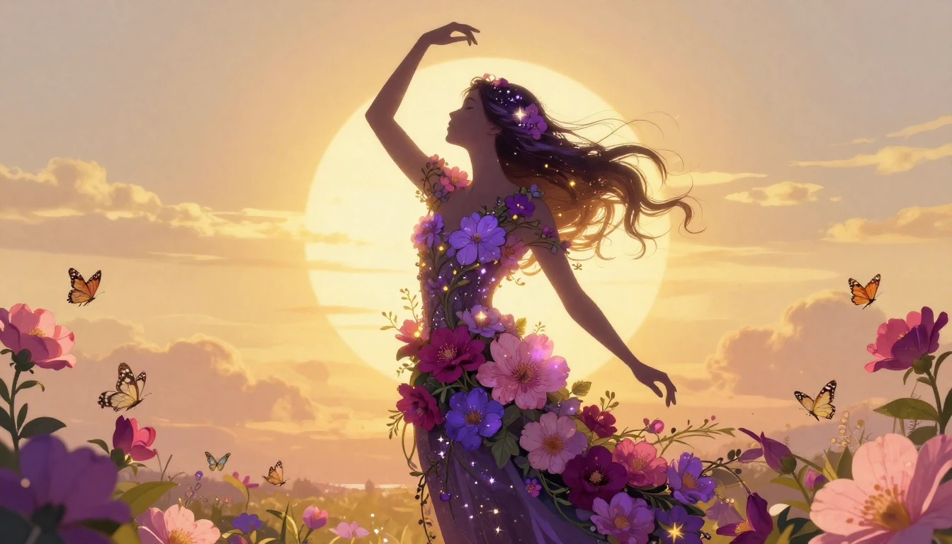 An abstract and stylized illustration celebrating feminine p...