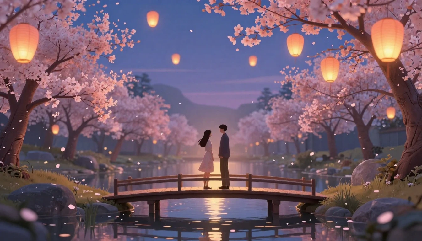 A romantic and cozy scene featuring two stylized silhouettes...