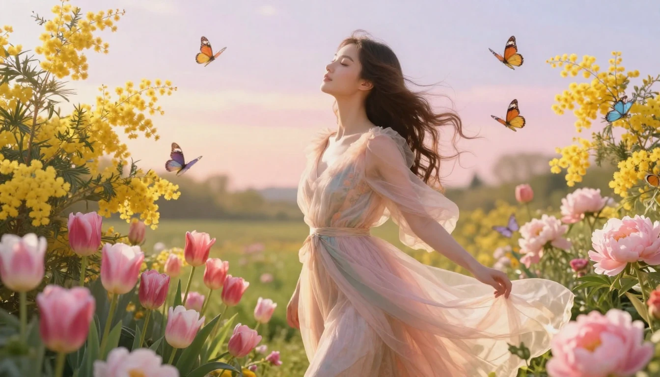 A stunning digital art masterpiece celebrating spring and wo...