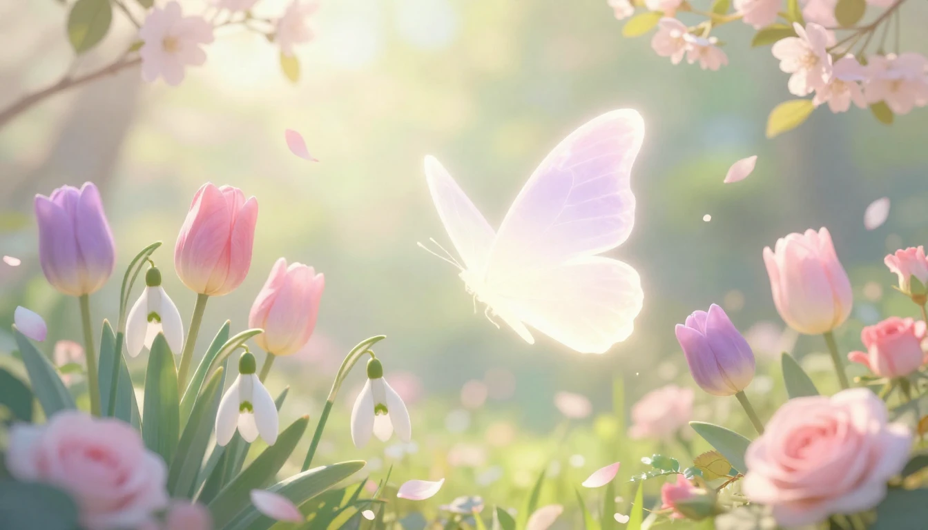 A gentle and beautiful spring scene featuring blooming snowd...