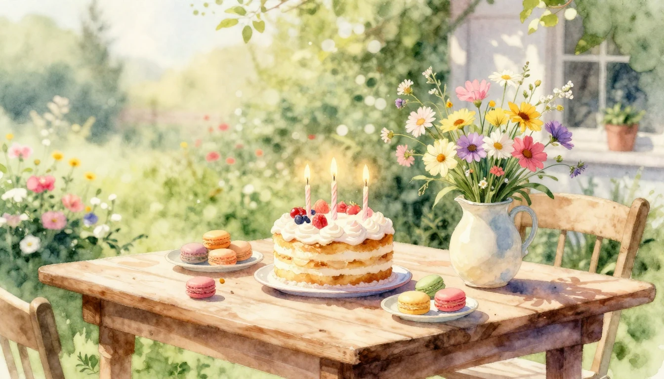 A delicate watercolor painting showcasing a cozy and vibrant...