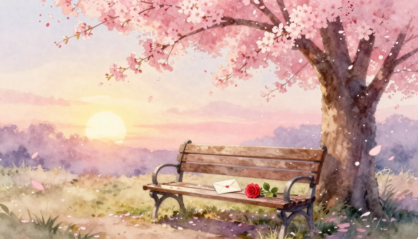A romantic and dreamy watercolor painting scene evoking love...
