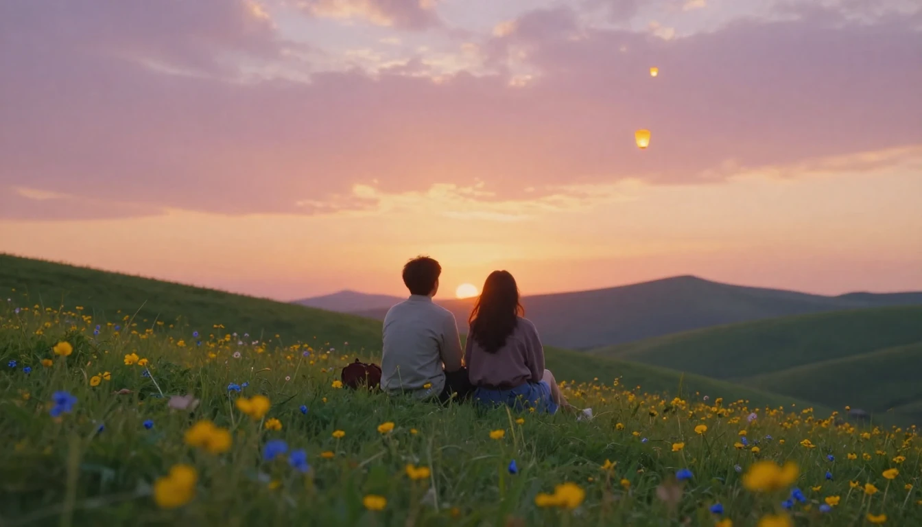 A warm and heartwarming scene of two best friends sitting on...