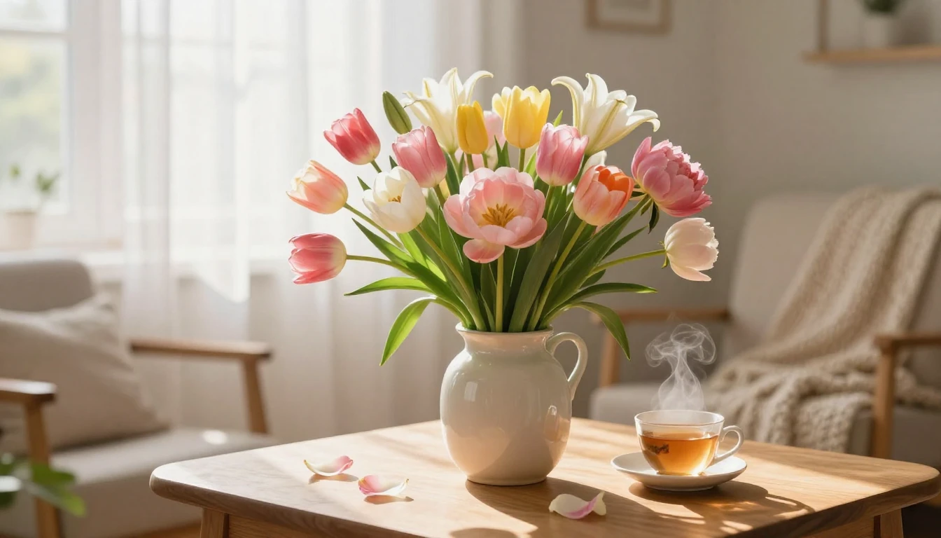 A beautiful and heartwarming scene of a sun-drenched wooden ...