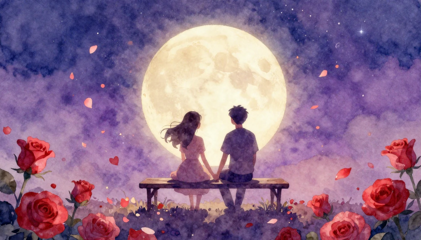 A soft and romantic watercolor painting depicting a magical ...