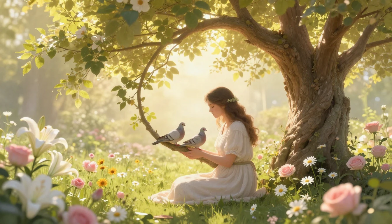 A breathtaking scene symbolizing motherly love and warmth. A...