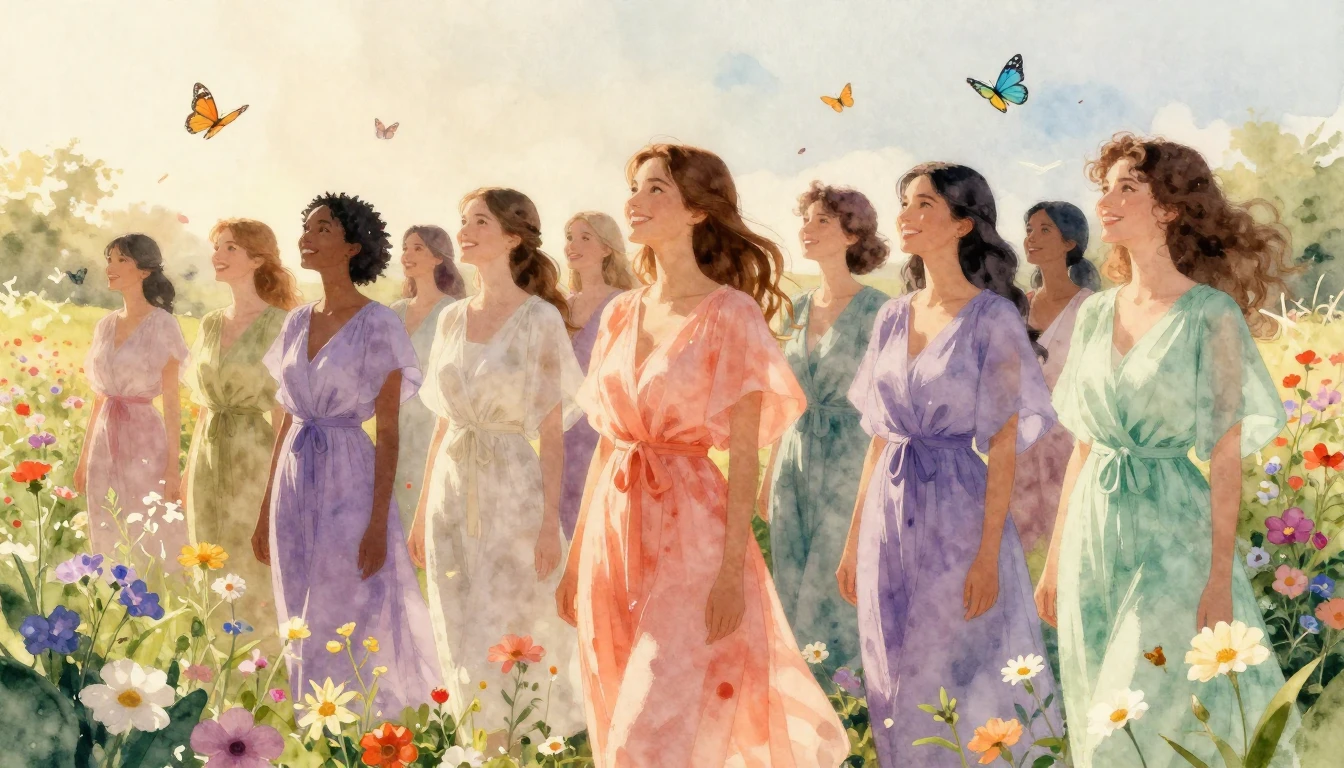 A vibrant and uplifting scene featuring a diverse group of w...