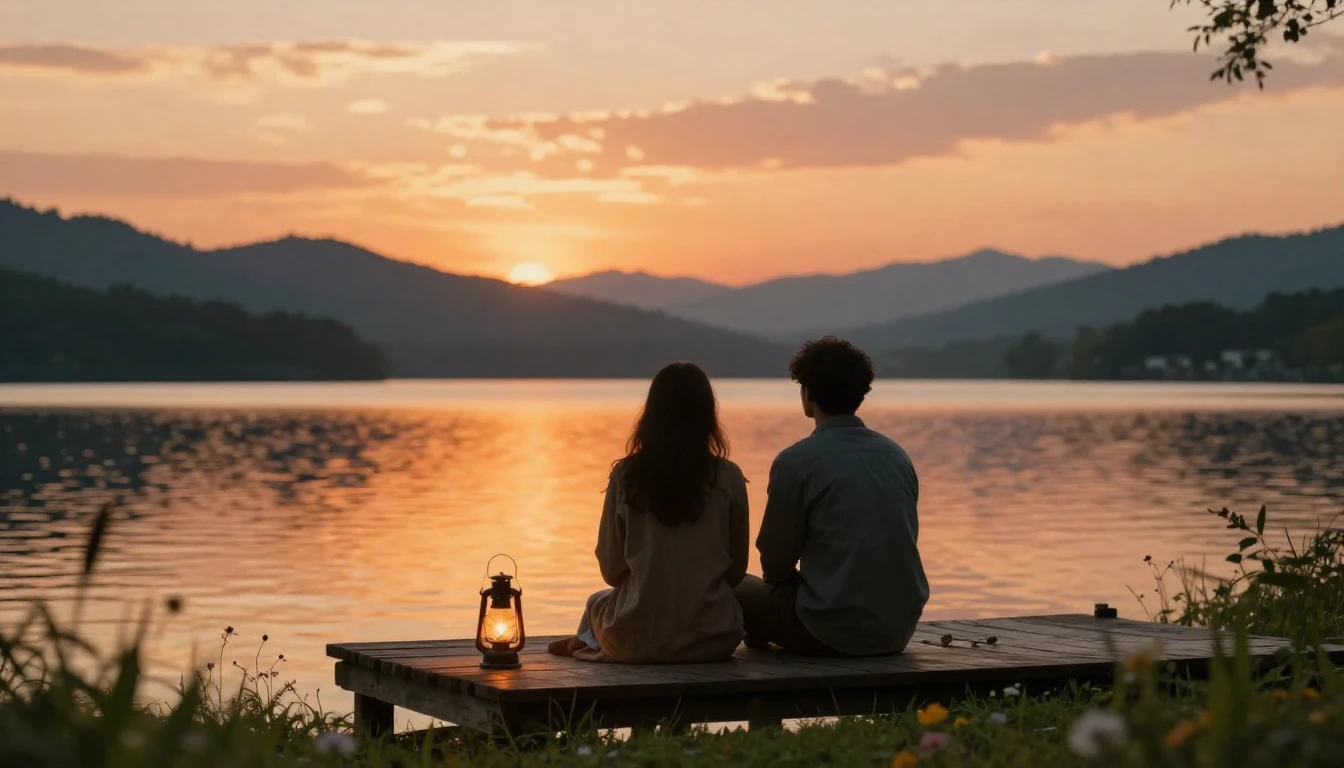 A heartwarming and atmospheric scene of two close friends si...