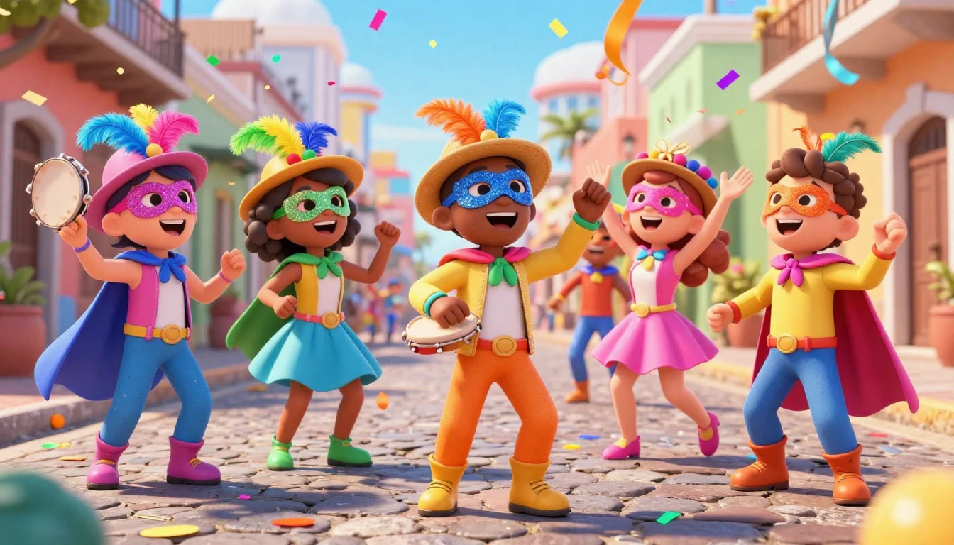 A vibrant and energetic scene of a group of stylized 3D char...