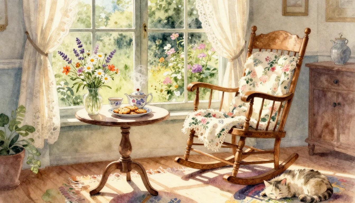 A heartwarming and atmospheric watercolor illustration depic...