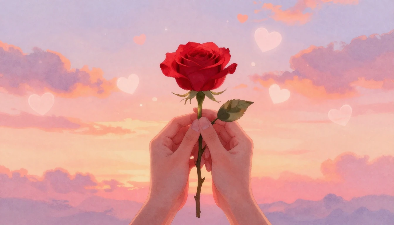 A soft and dreamy watercolor illustration depicting two hand...