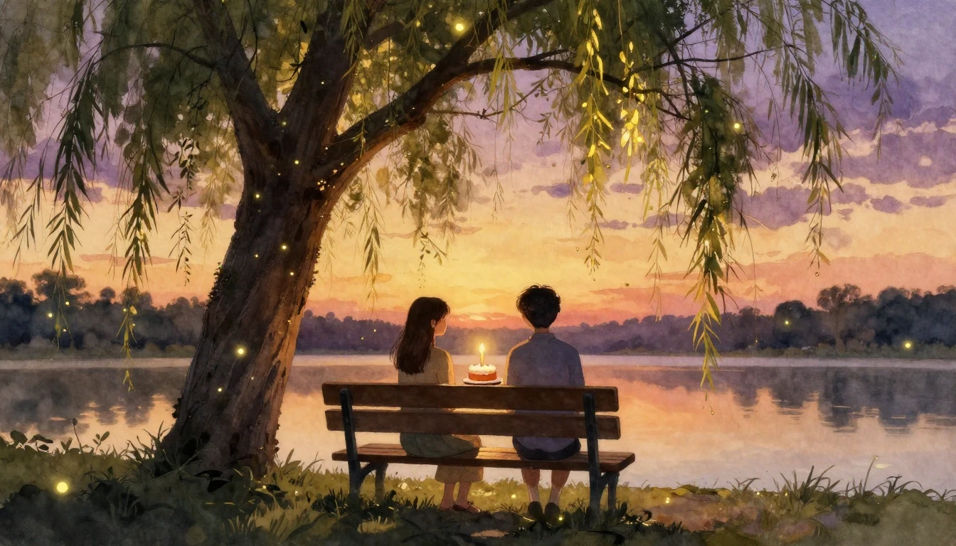 A warm and nostalgic scene depicting two friends sitting on ...