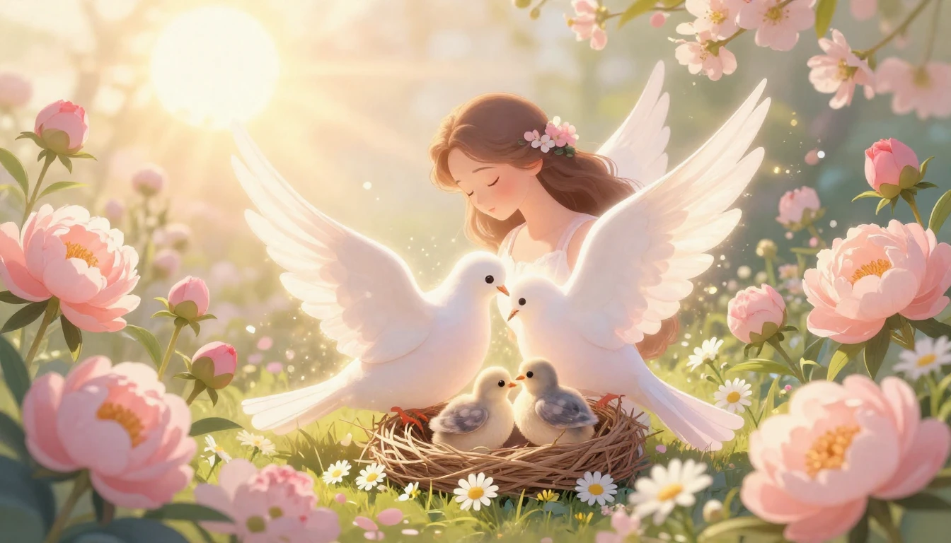 A beautiful, heartwarming scene symbolizing a mother's love....