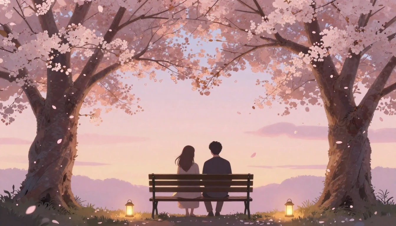 A soft and dreamy artistic scene depicting two silhouetted f...