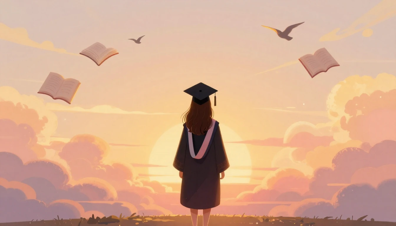 A warm and artistic illustration depicting a young woman see...