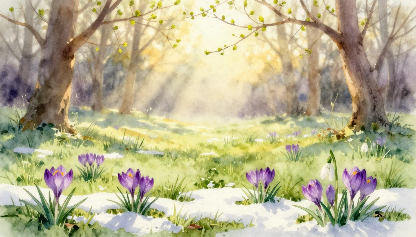 A soft and ethereal watercolor painting depicting the arriva...