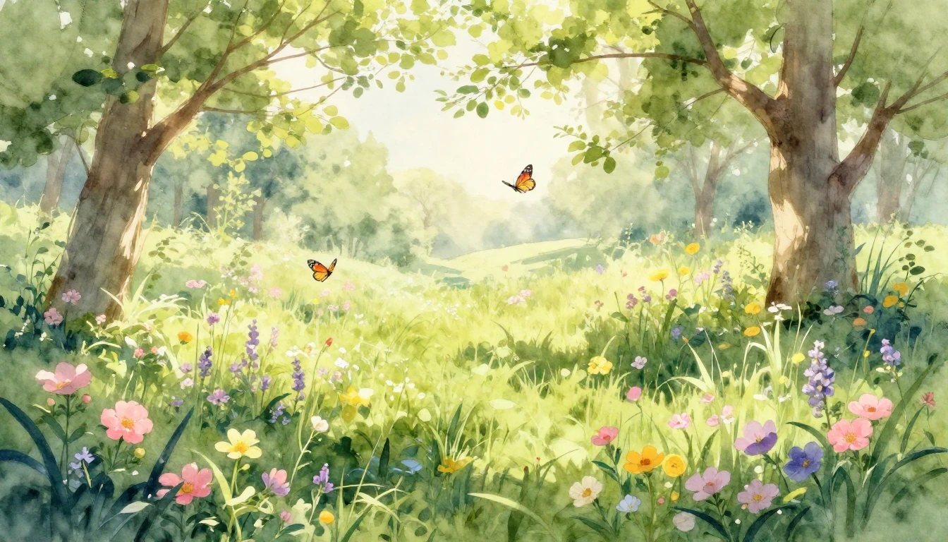 A vibrant and soft watercolor painting depicting the arrival...