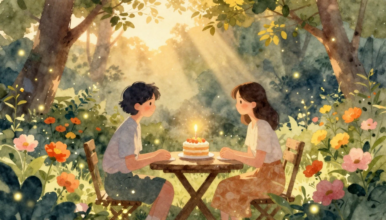 A warm and inviting scene of two friends sitting together in...