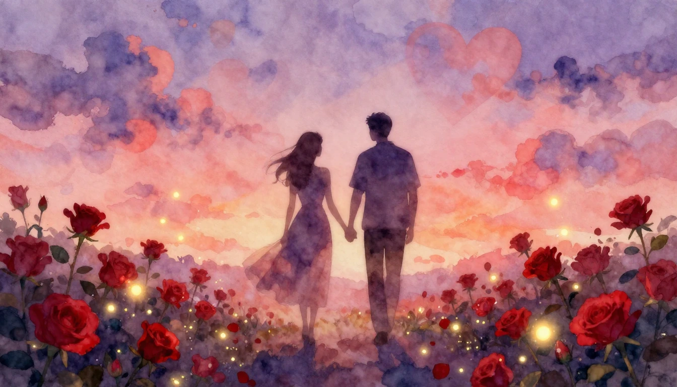 A dreamy and romantic watercolor painting capturing the esse...
