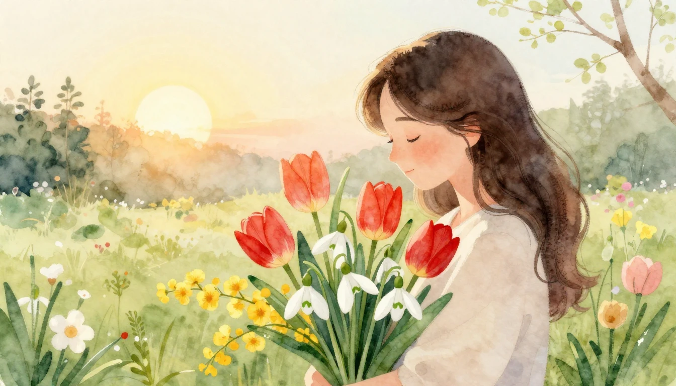 A heartwarming and gentle watercolor illustration symbolizin...