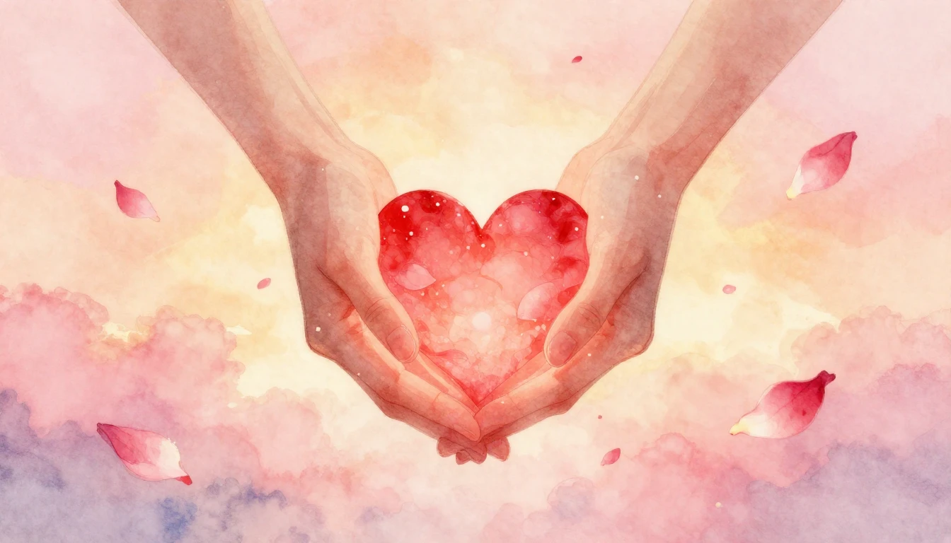 A soft and dreamy watercolor illustration depicting two inte...