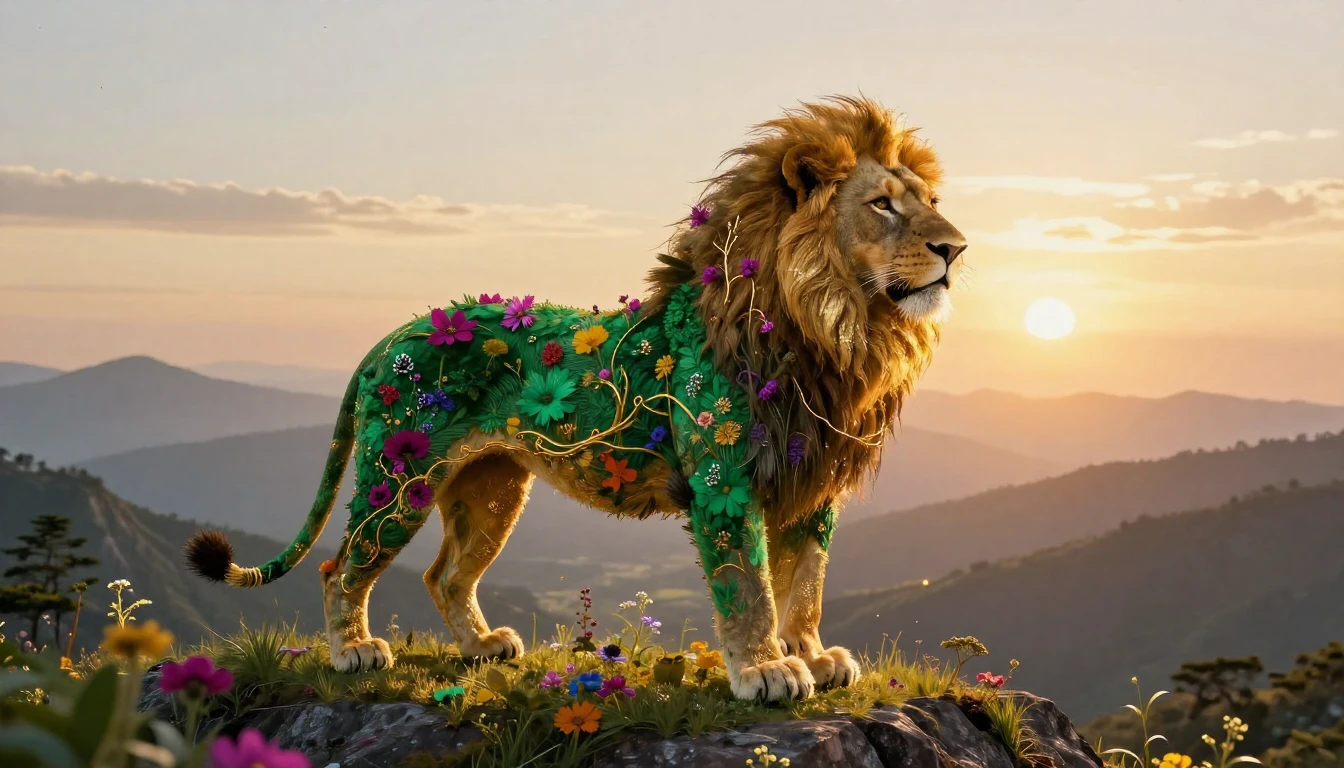 A breathtaking digital art piece depicting a majestic, styli...