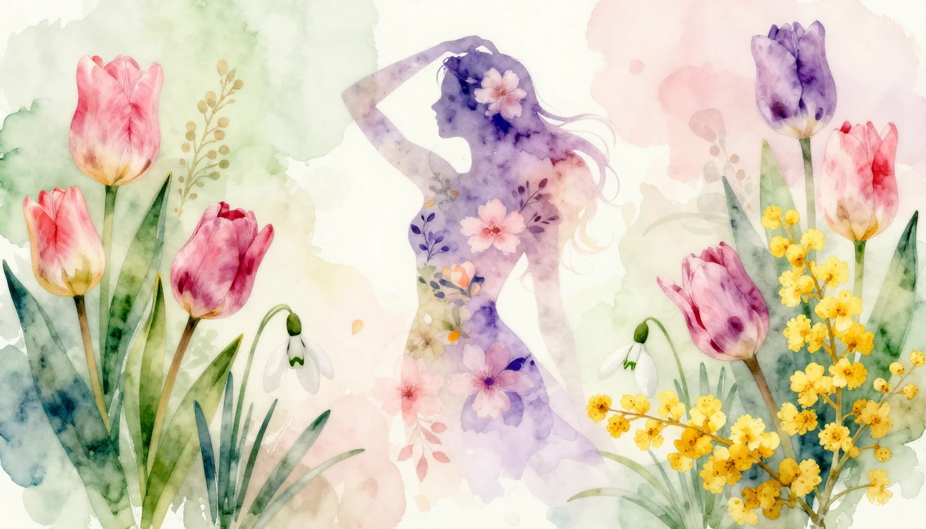 A soft and elegant watercolor composition representing Inter...