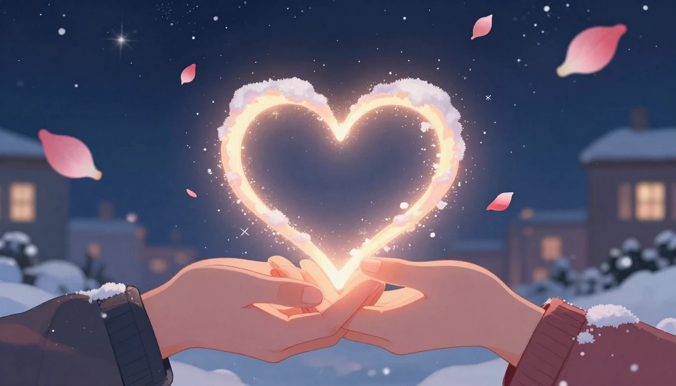 A romantic and soft illustration depicting two pairs of hand...